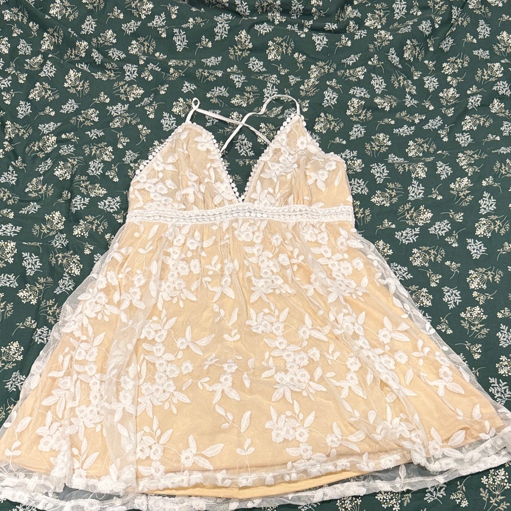 Floral Lace Dress with Spaghetti Straps